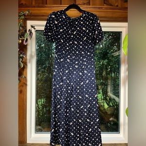 Eva Mendes vintage style polka dot and floral dress